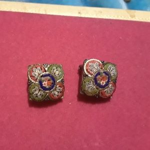 Mosaic earrings and brooches. Made in Italy